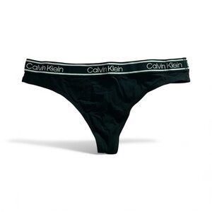 Brand New Calvin Klein Logo Waistband Thong Basic Solid Black Panty Underwear S